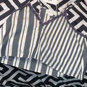 blue and white striped tank top